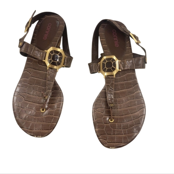 Connie Shoes - FREE WITH ANY PURCHASE - Connie Brown Sandals with Gold Accents